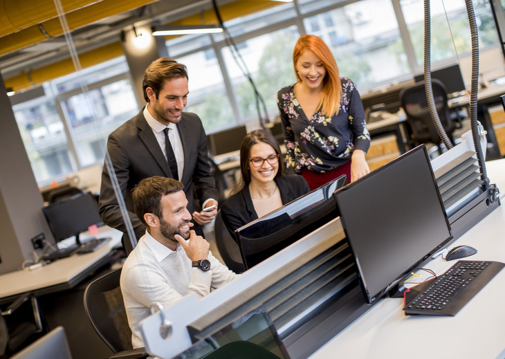 Group of young business people are working